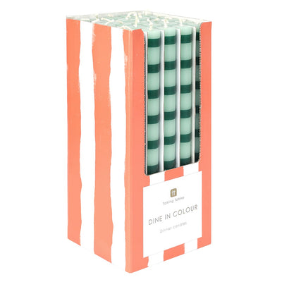 Green Stripe Straight Dinner Candles - POS Unit