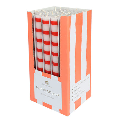 Red & White Stripe Dinner Candles - POS Unit