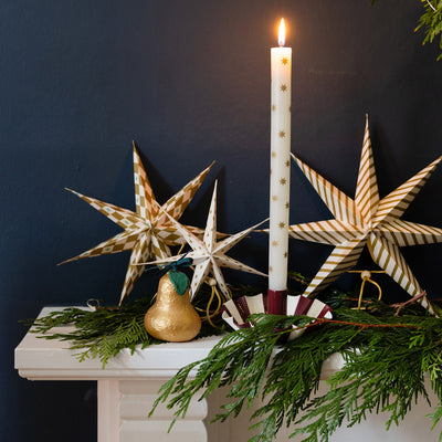 Gold Star Straight Dinner Candles - Display | Christmas |