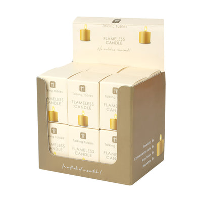 Flameless LED Tealight Candle - Gold POS Unit