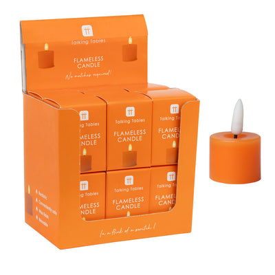Flameless LED Tealight Candle - Orange - 12 Units Display | Home Decor |