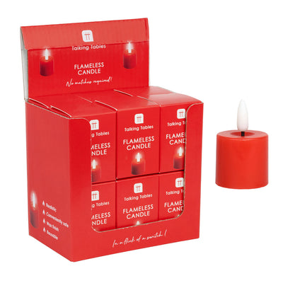 Flameless LED Tealight Candle - Red - 12 Units Display | Home Decor |