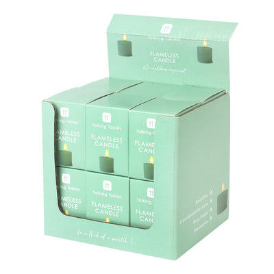 Flameless LED Tealight Candle - Gold Sage Green POS Unit