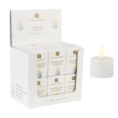 Flameless LED Tealight Candle - White - 12 Units Display | Home Decor |