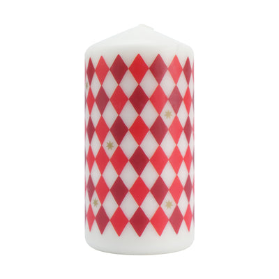 Red Harlequin Pillar Candle - 15cm | Home Decor |