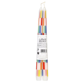 Multi Coloured Check Taper Dinner Candles - 2 Pack