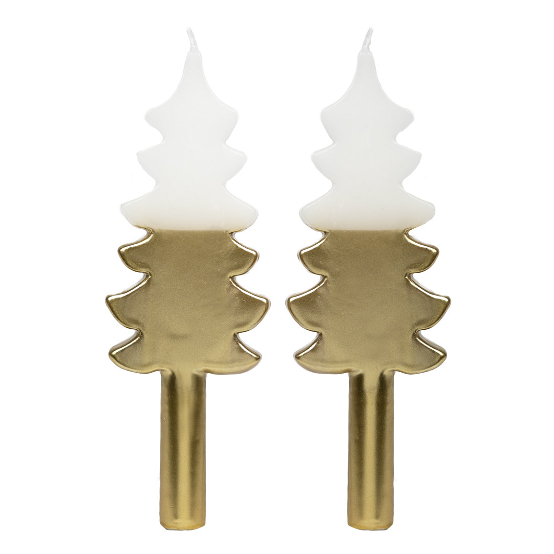 White & Gold Tree Shaped Candles - 2 Pack