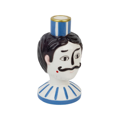 Hand-Painted Man Head Ceramic Candle Holder | Novelty Gifts |
