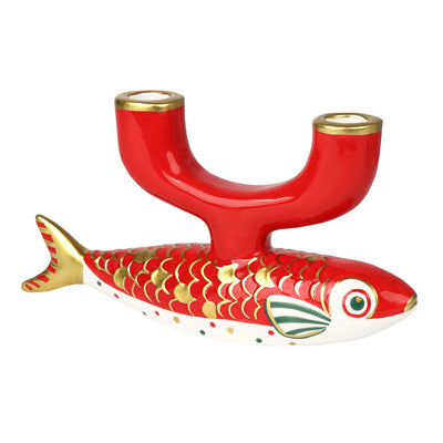 Hand-Painted Koi Fish Ceramic Candle Holder | Home Decor |