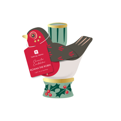 Hand-Painted Robin Candle Holder | Home Decor |