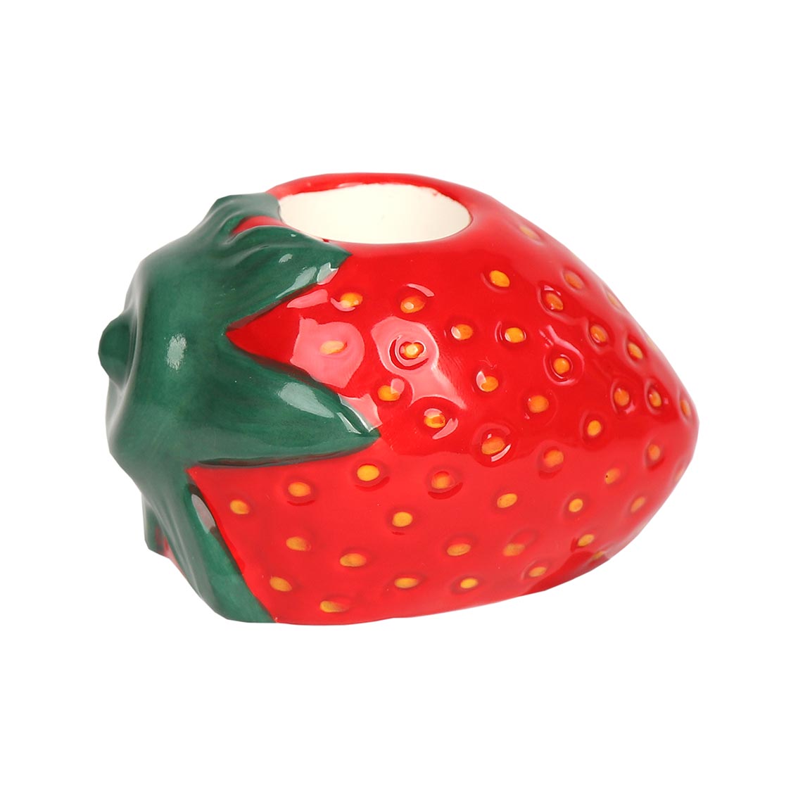 Wholesale Hand-Painted Strawberry Ceramic Candle Holder - 6cm