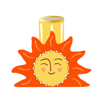 Hand-Painted Sun Candle Holder | Summer Decor |