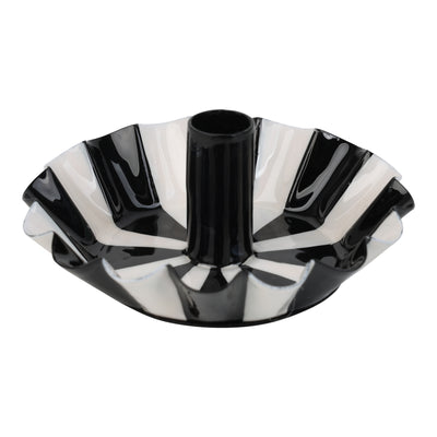 Black White Stripe Scalloped Candle Holder | Christmas