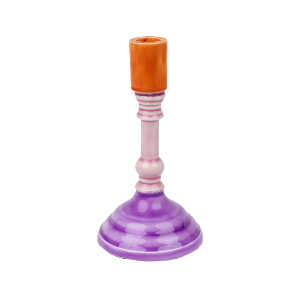 Mellow Orange & Purple Metal Dinner Candle Holder