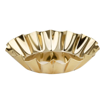 Scalloped Gold Metal Pillar Candle Holder  | Home Decor |