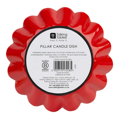 Scalloped Red Metal Dinner Candle Holder  | Home Decor |