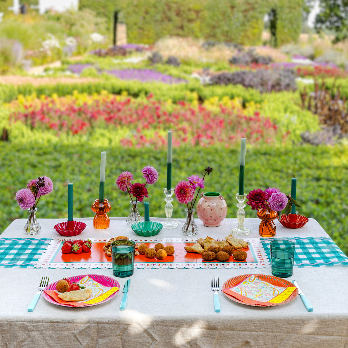 Everyone's Welcome Green Gingham Table Runner - 2m