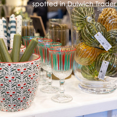 Red & Green Striped Wine Glasses