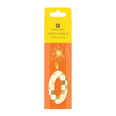 Gold Number Sparkler Duo Birthday Candle - 0 | Cake Candle |