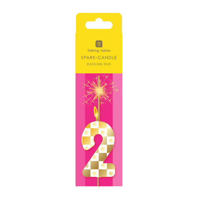 Gold Number Sparkler Duo Birthday Candle - 2 | Cake Candle |