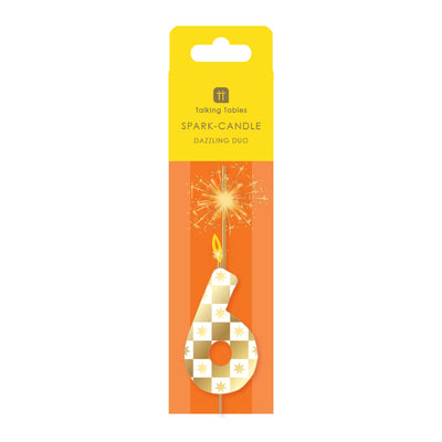 Gold Number Sparkler Duo Birthday Candle - 6 | Cake Candle |