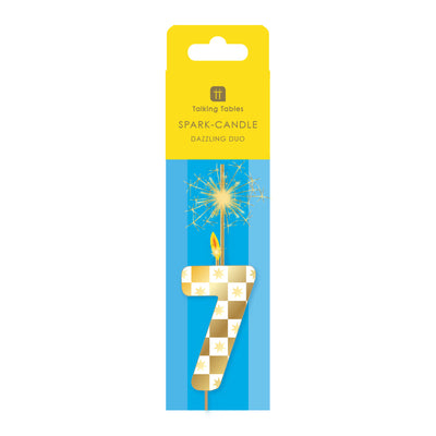 Gold Number Sparkler Duo Birthday Candle - 7 | Cake Candle |