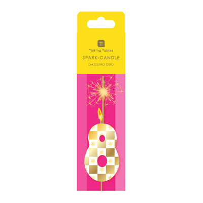 Gold Number Sparkler Duo Birthday Candle - 8 | Cake Candle |