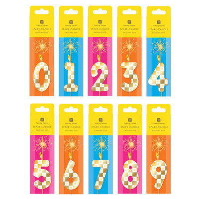Gold Number Sparkler Duo Birthday Candles Set - 0-9 | Cake Candle |