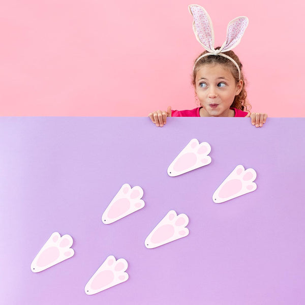 Spring Bunny Wooden Footprint Decorations - 6 Pack