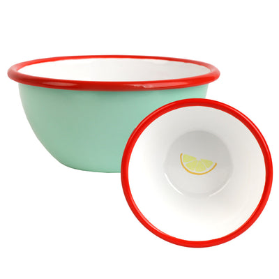 Lemon Aqua Enamel Bowl - 12cm