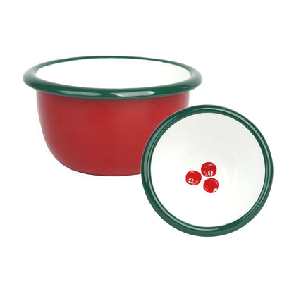 Bon Noel Cranberry Enamel Bowl - 10cm