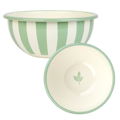 Green Stripe Enamel Bowl - 16cm | Kitchenware |