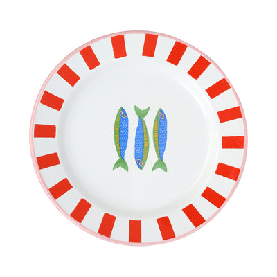 Sardine Fish Enamel Plate - 20cm | Summer Dinner Plates |