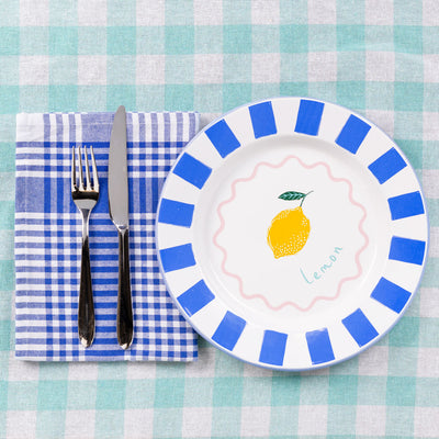 Bon Appetit Blue & White Fabric Gingham Napkins/Tea Towels - 4 Pack