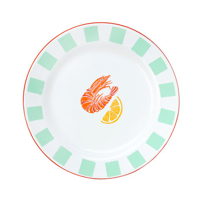 Shrimp Enamel Plate - 20cm | Summer Dinner Plates |
