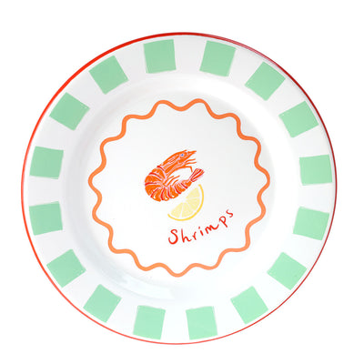 Shrimp Enamel Plate - 25cm