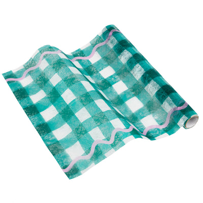 Everyone's Welcome Green Gingham Table Runner - 2m