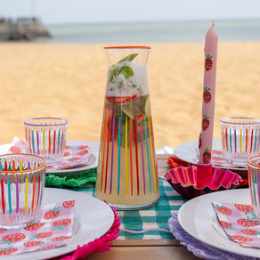 Bright Multi-Coloured Striped Glass Carafe - 25cm