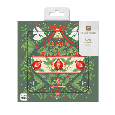 Folklore Green Christmas Paper Napkins - 20 Pack