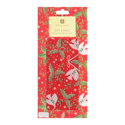 Folklore Red Christmas Tissue Paper - 4 Sheets