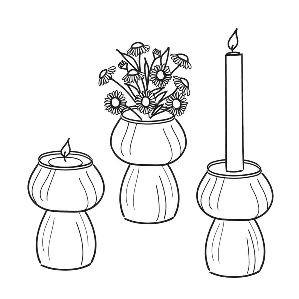 Green Mushroom Glass Candle Holder & Vase