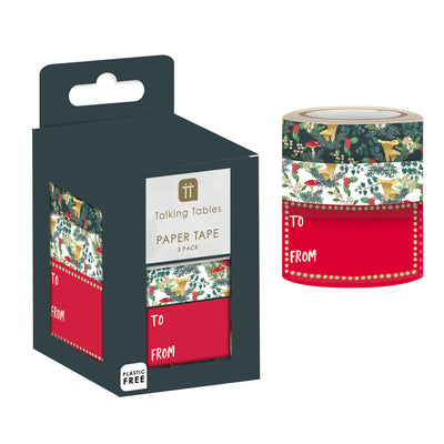 Forest Christmas Paper Tape - 3 Pack
