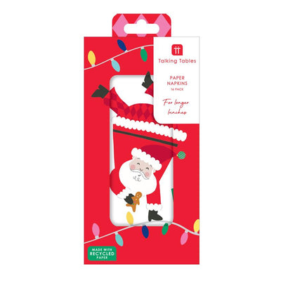 Santa Long Lunch Paper Napkins - Display | Christmas Napkins |