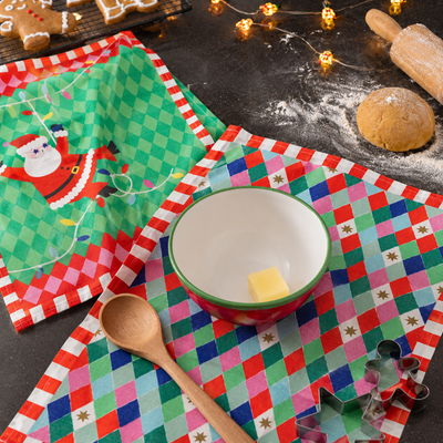 Santa Christmas Tea Towel - 2 Pack | Christmas Kitchenware |