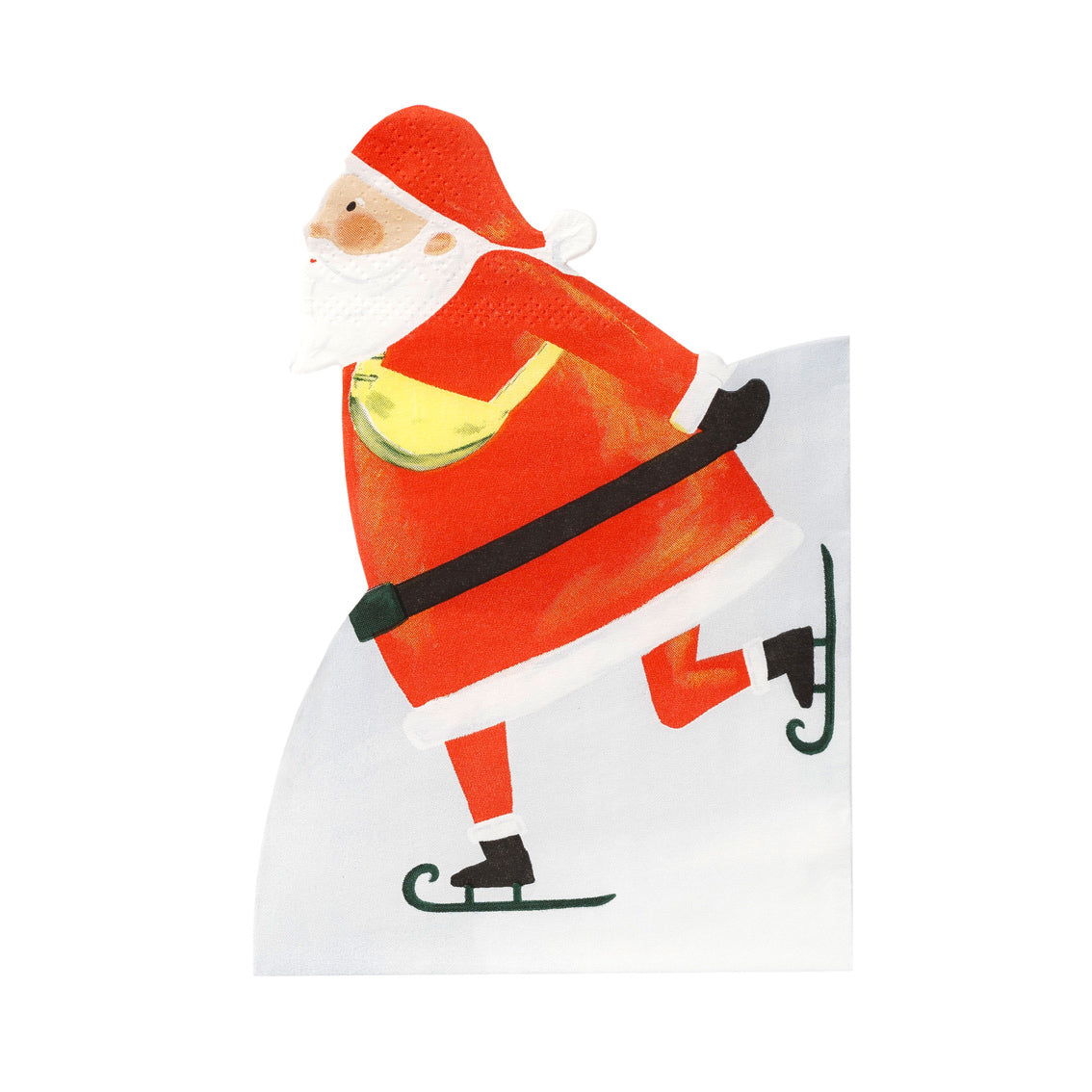 Ice Skating Santa White Christmas Shaped Paper Napkins 