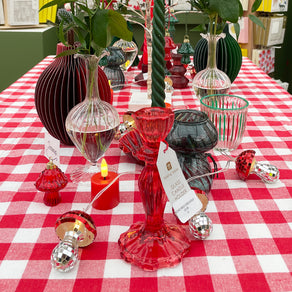 Red Glass Candlestick Holder