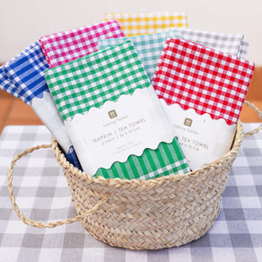 Bon Appetit Grey & White Fabric Gingham Napkins/Tea Towels - 2 Pack