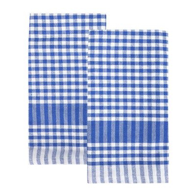 Bon Appetit Blue & White Fabric Gingham Napkins/Tea Towels - 2 Pack