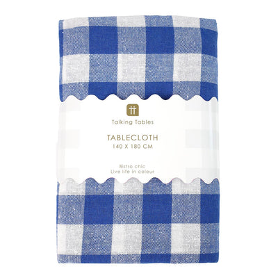 Bon Appetit Blue & White Fabric Gingham Tablecloth