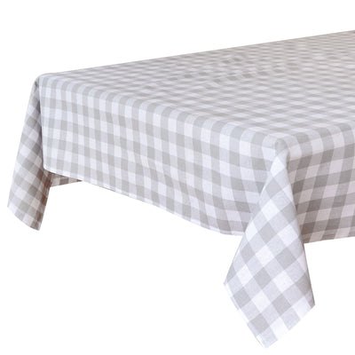 Bon Appetit Grey & White Fabric Gingham Tablecloth